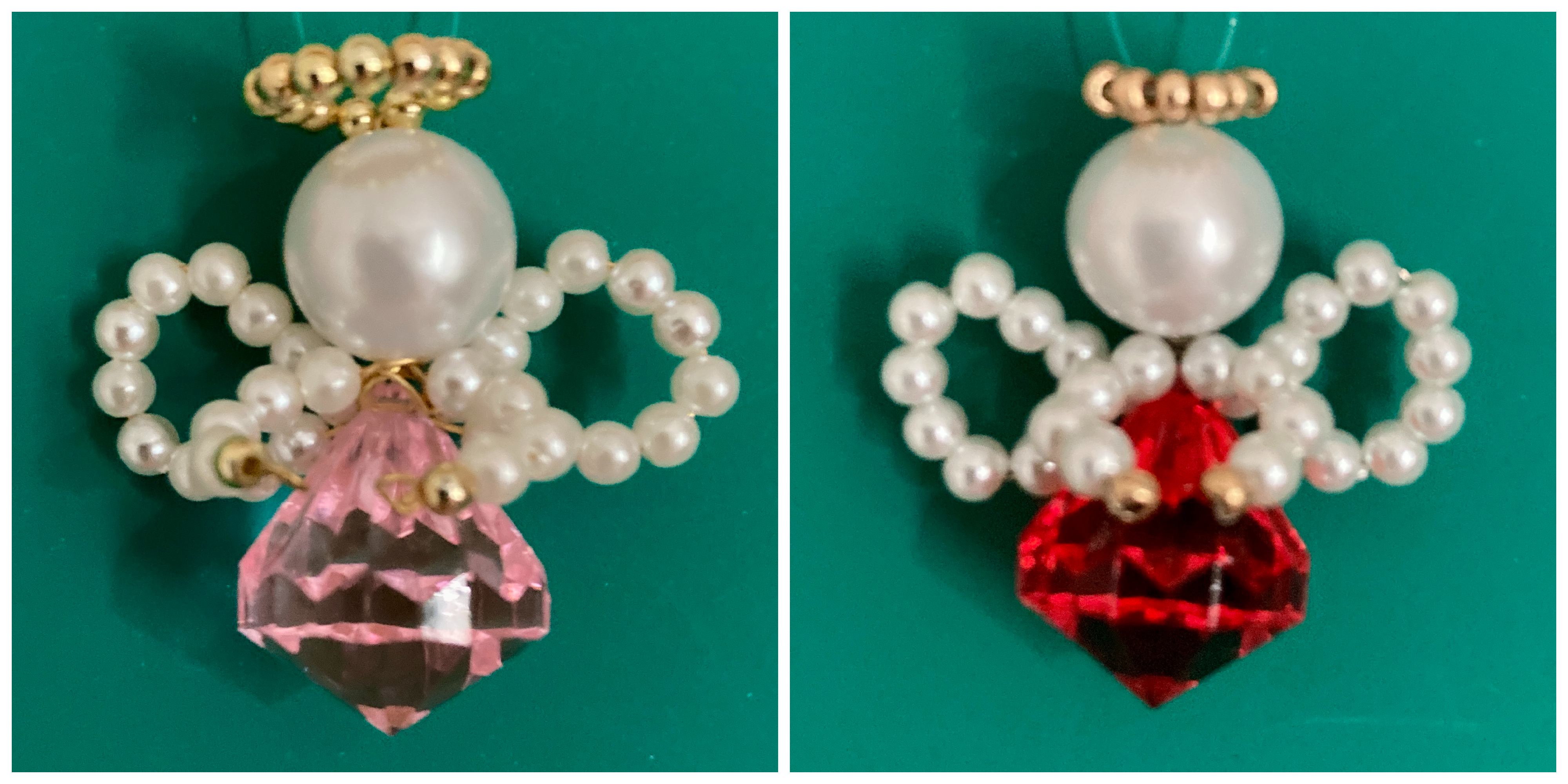 Two Beaded Angel Ornaments