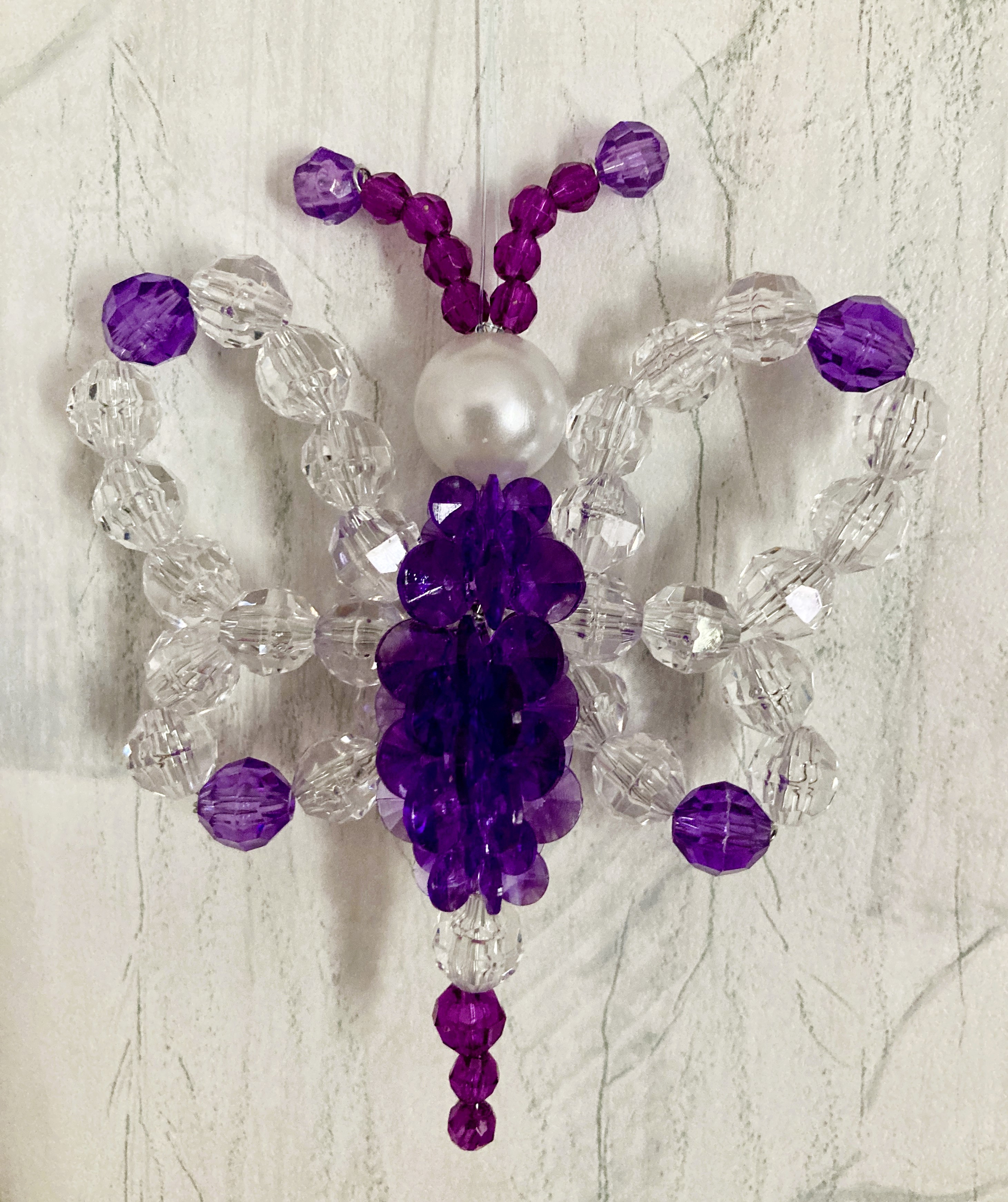 Purple Beaded Butterfly Ornament/Suncatcher