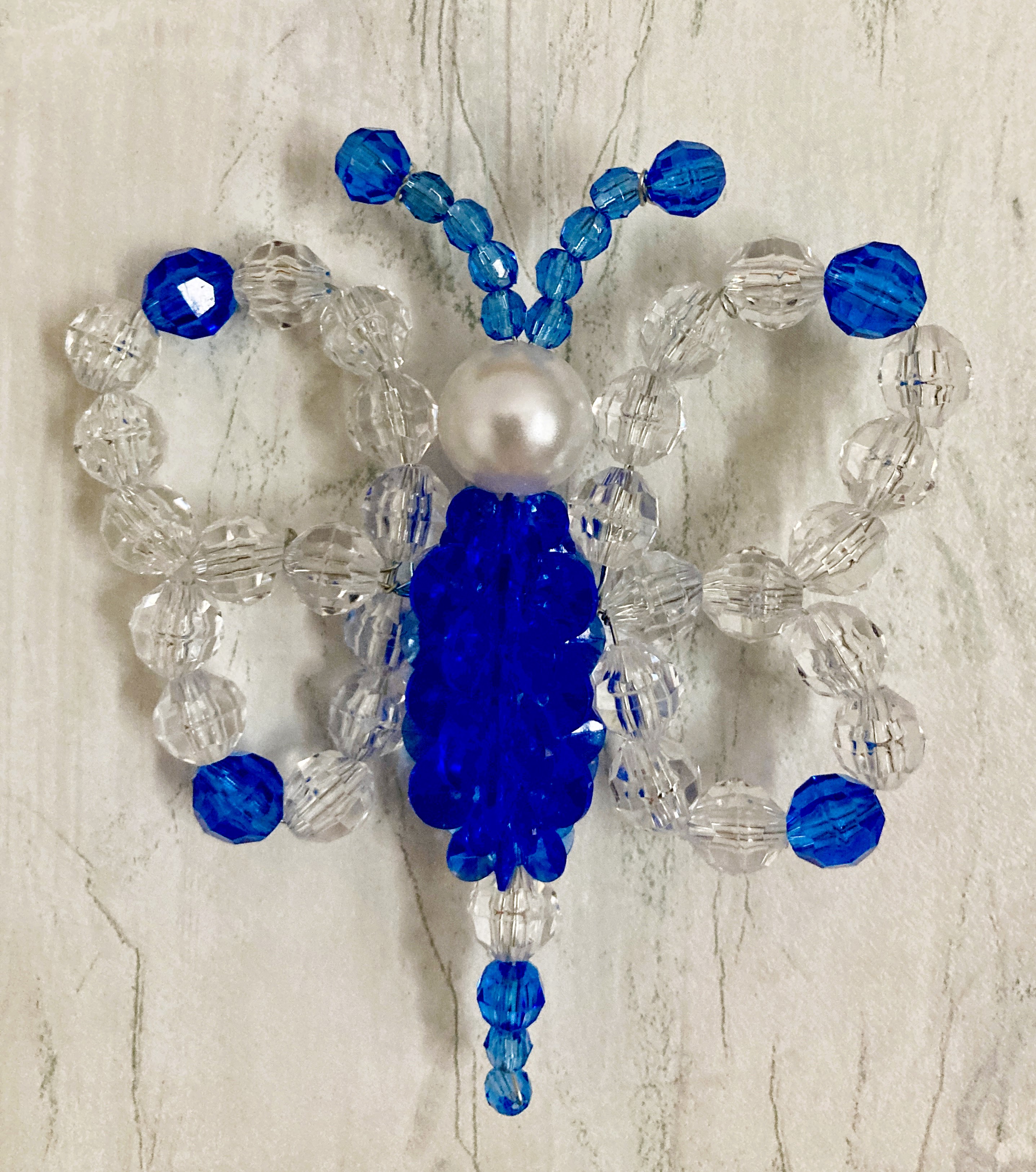 Blue Beaded Butterfly Ornament/Suncatcher