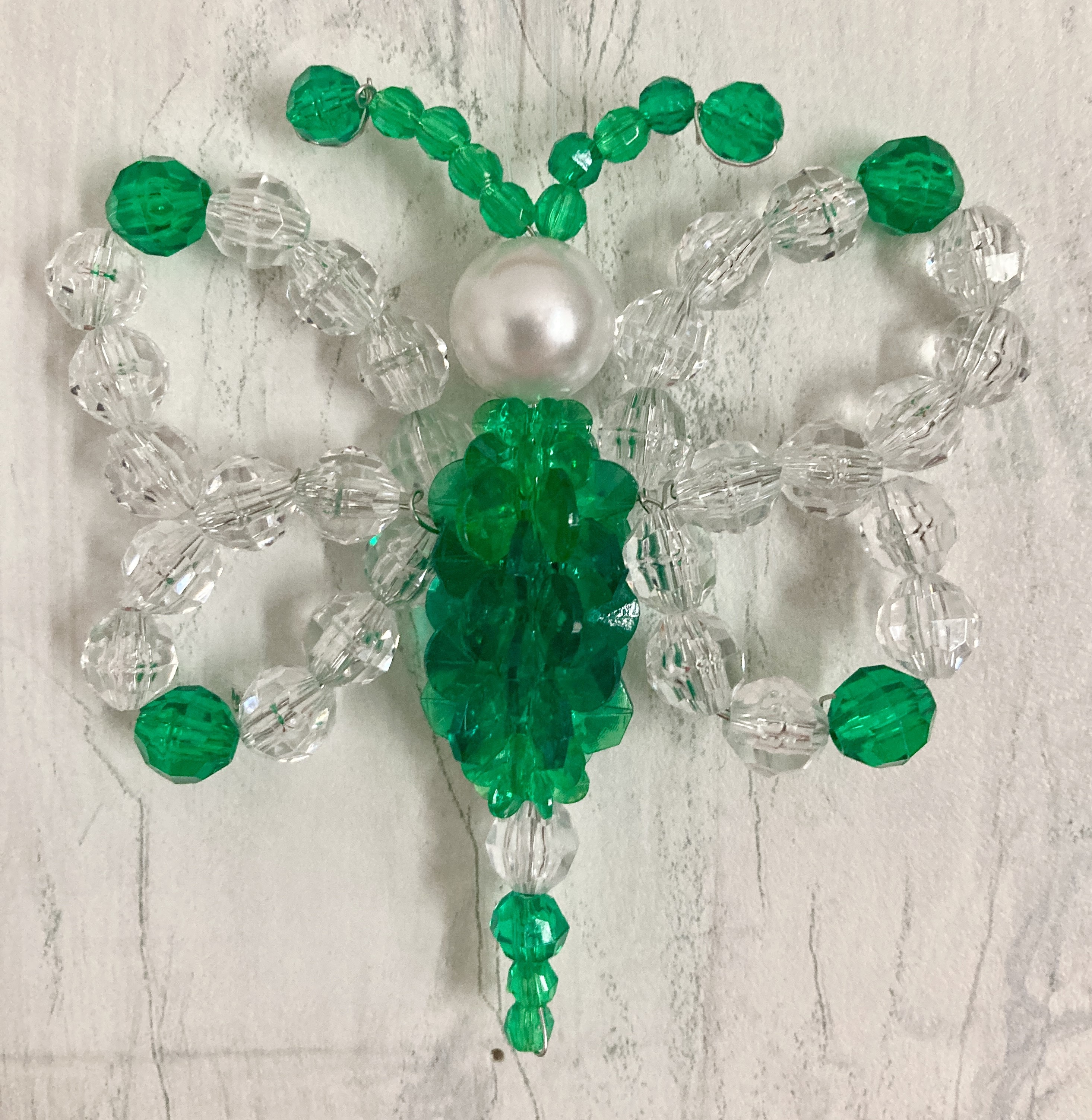 Green Beaded Butterfly Ornament/Suncatcher