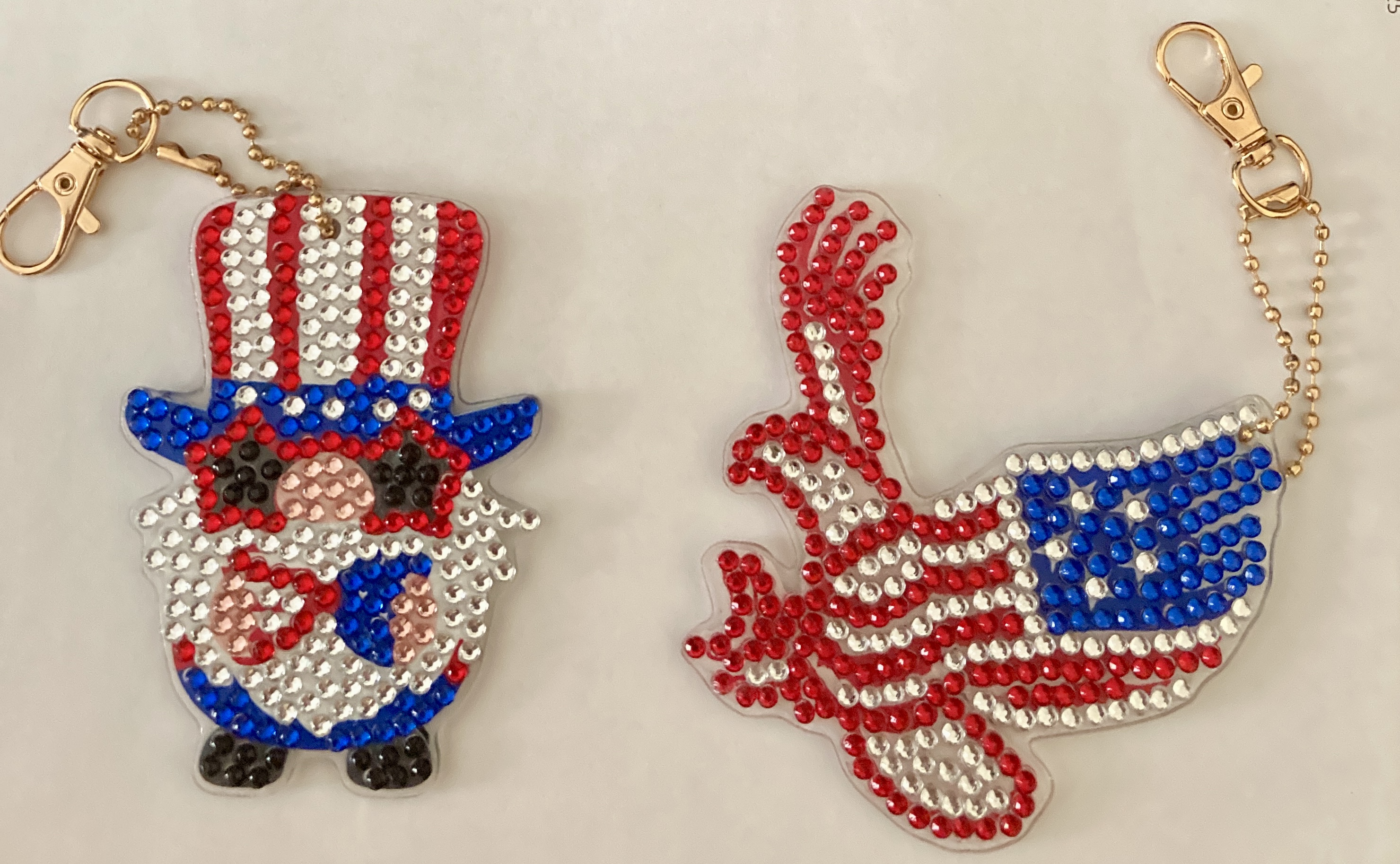 Two Diamond Painted Patriotic Ornaments