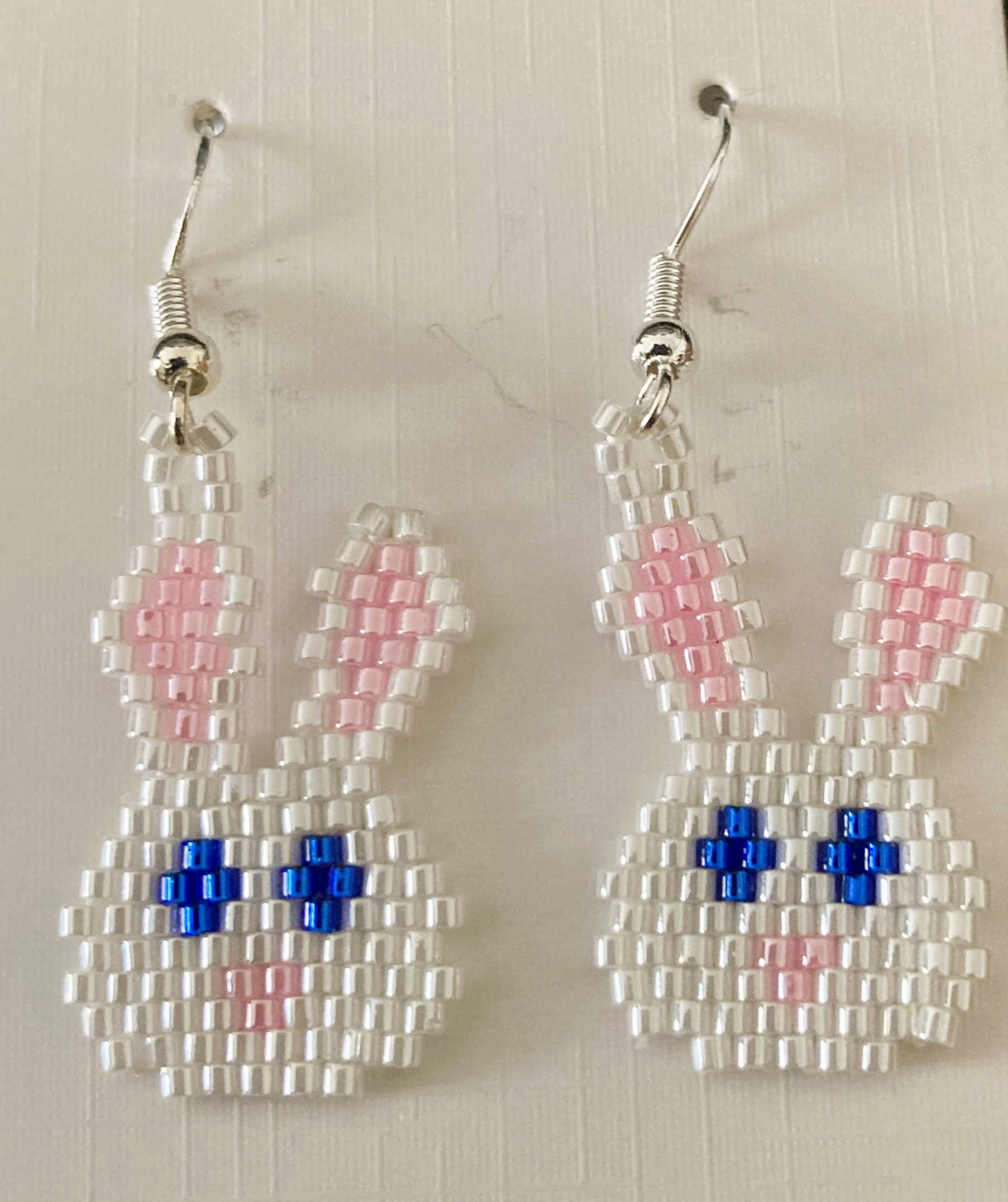Beaded Bunny Pierced Earrings