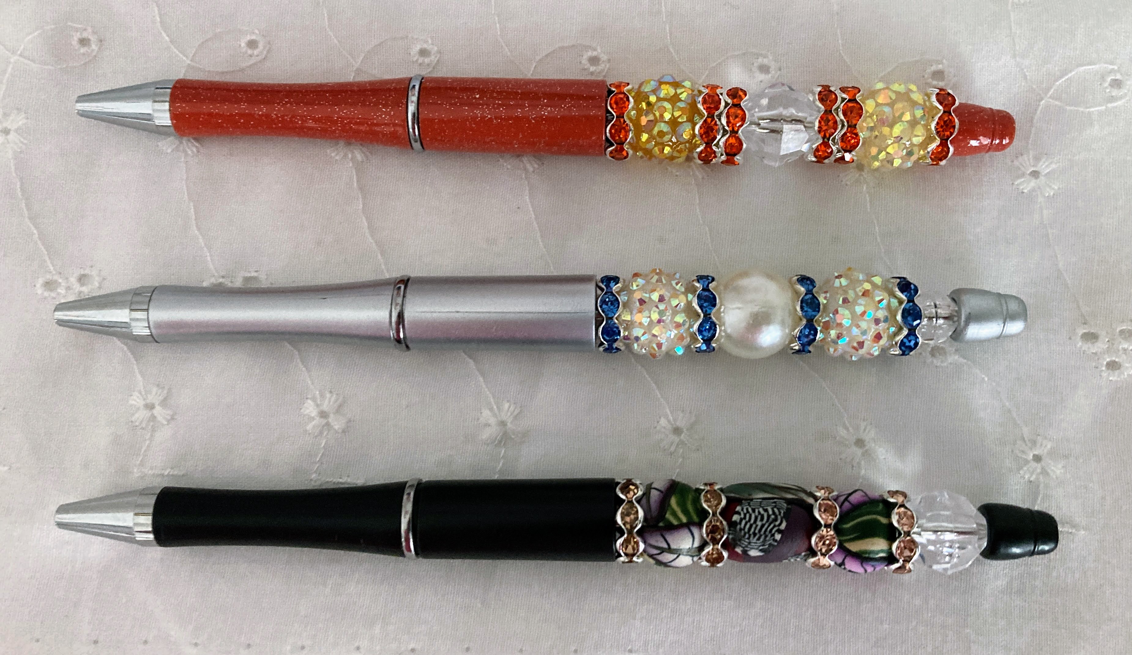Ballpoint Pens with Beads and Rhinestones.