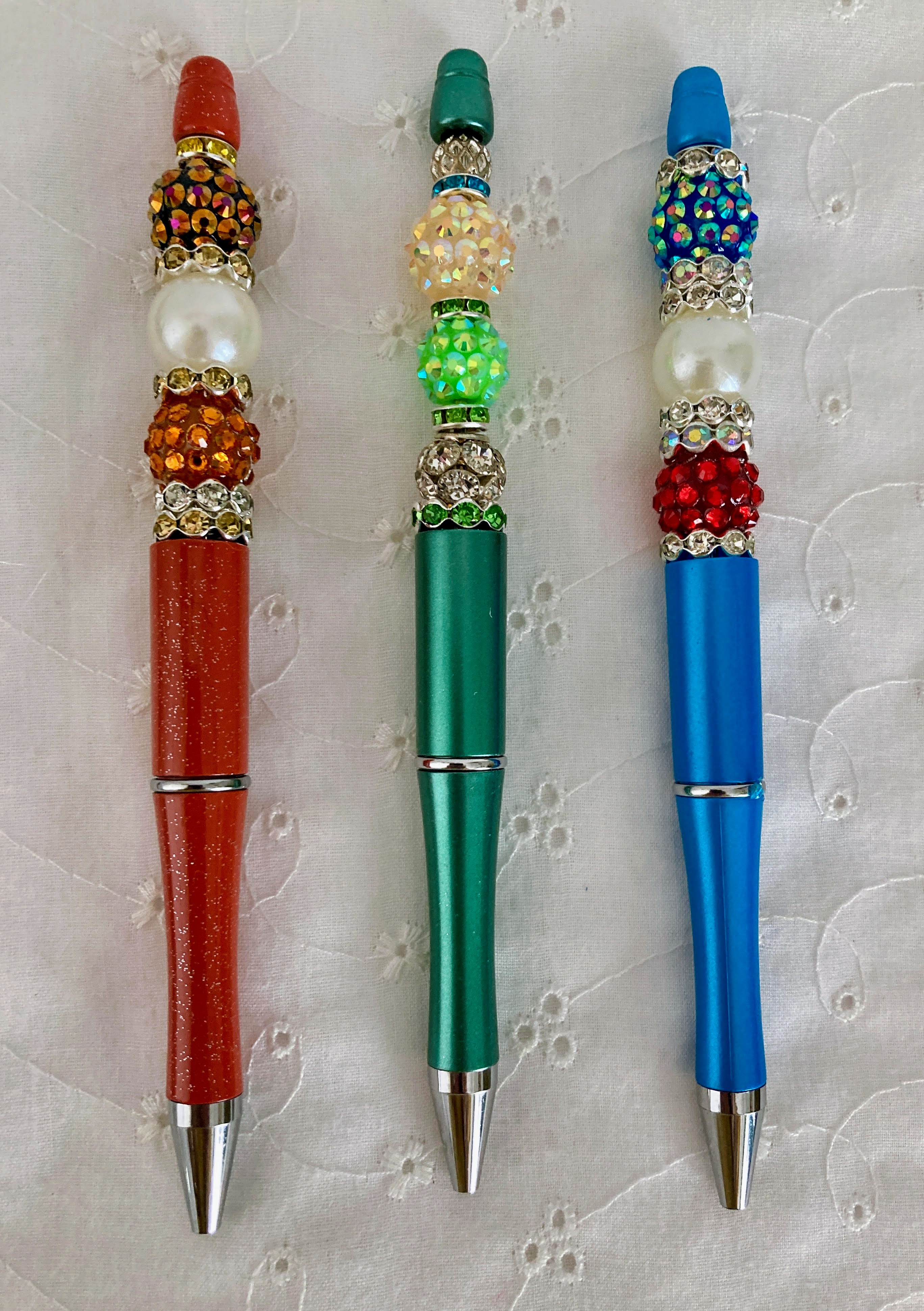 Ballpoint Pens With Beads and Rhinestones.
