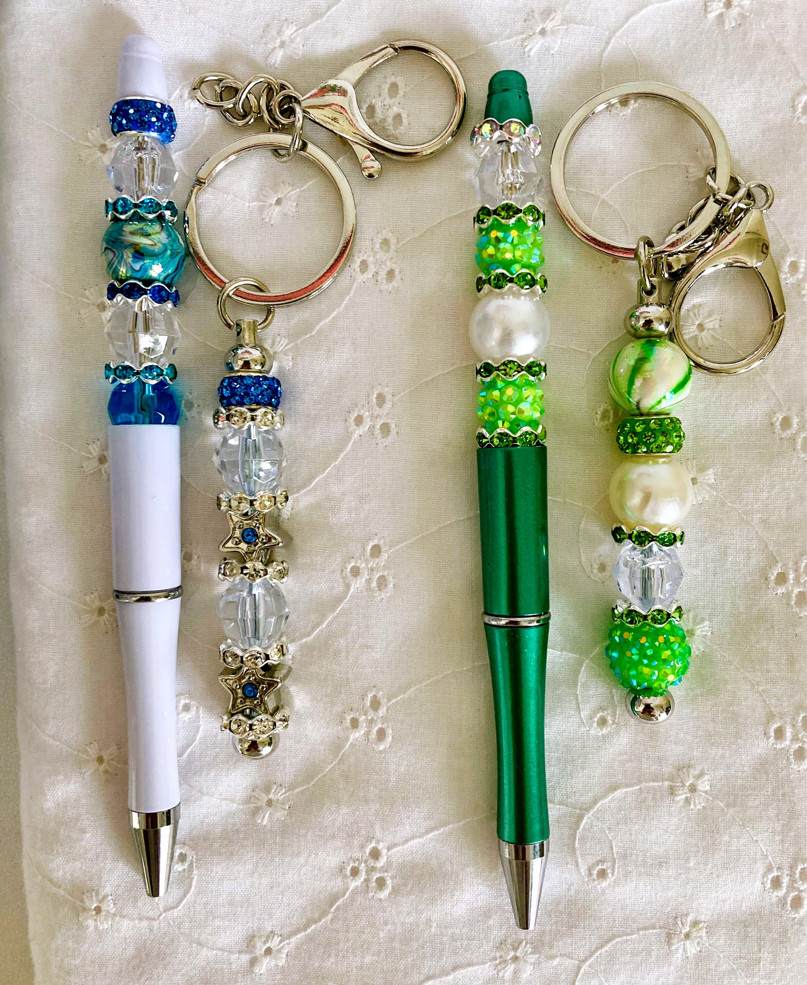 Two Beaded Pens and Two Beaded Keychains