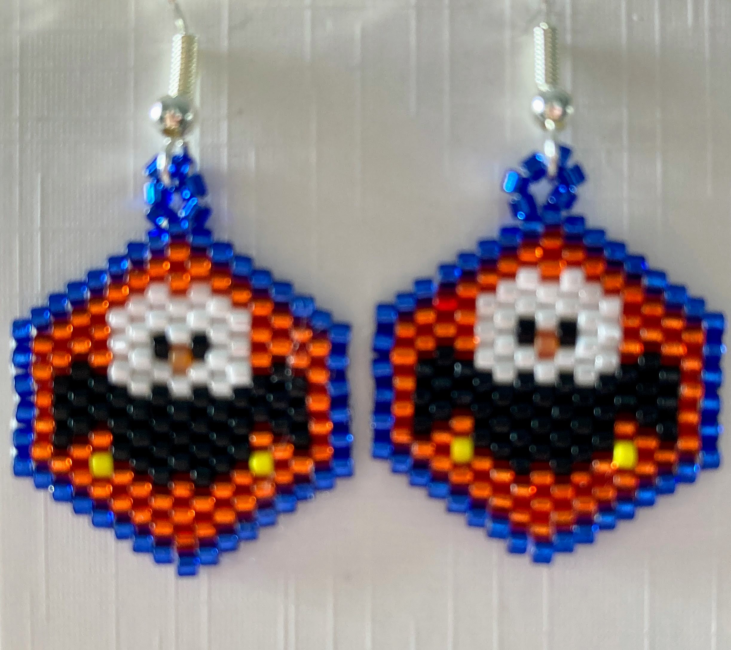 Beaded Baby Eagle Brick Stitch pierced earrings, Thanksgiving 