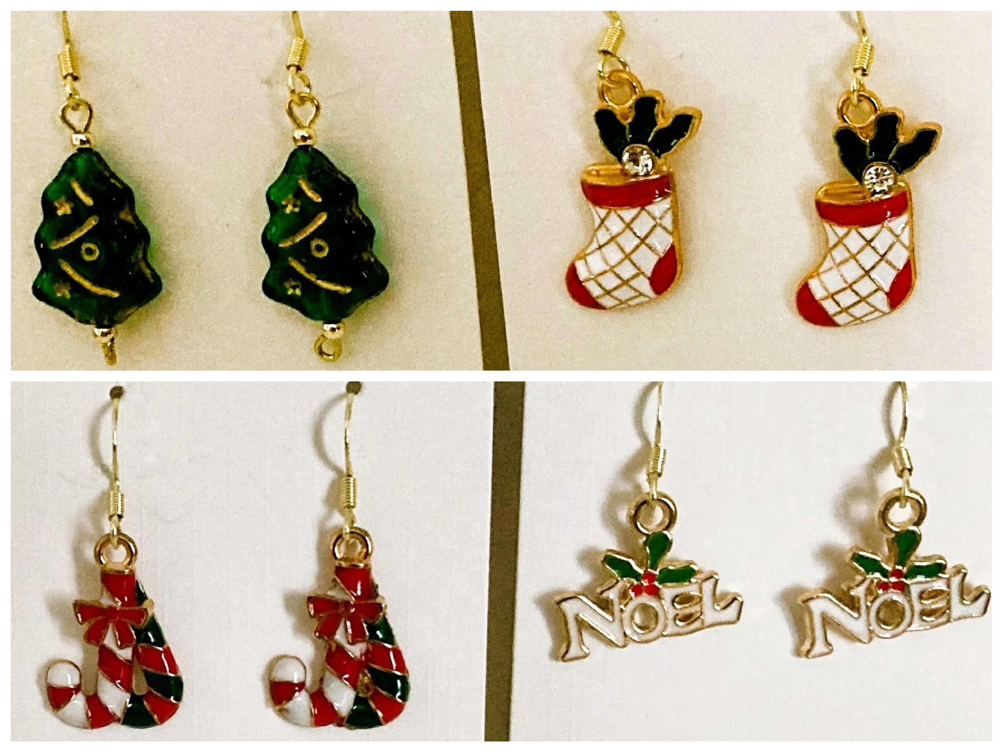 4 Pairs Pierced Christmas Earrings